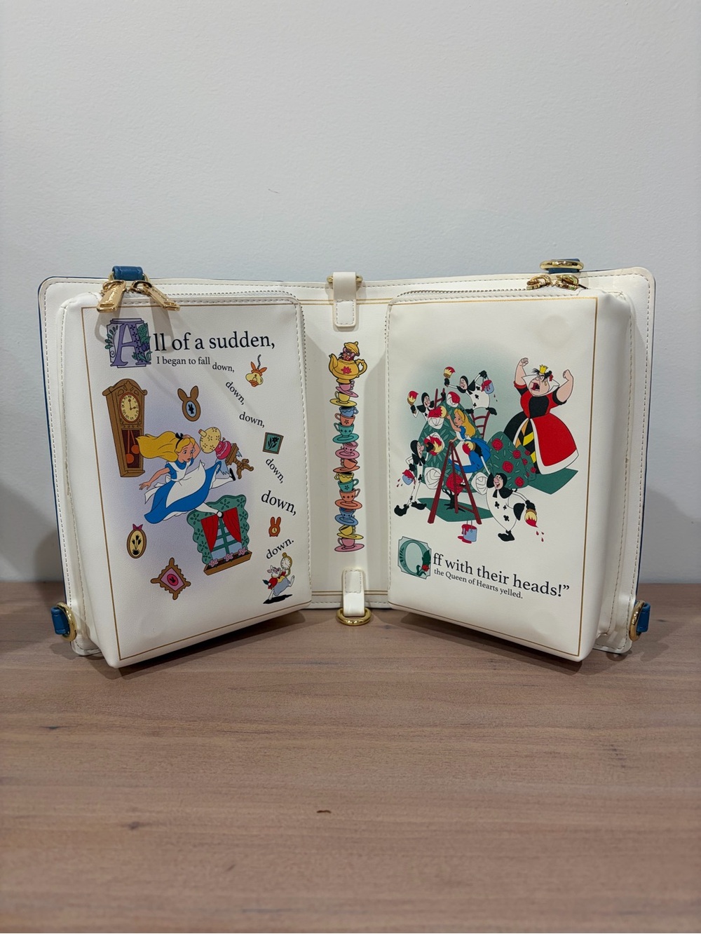 Disney Loungefly Alice in Wonderland Blue Book Crossbody Bag/Backpack - Picture 6 of 9
